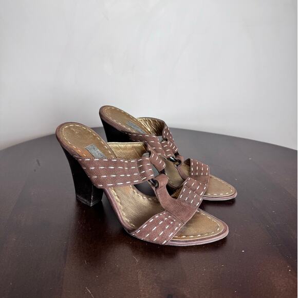 Alberta Ferretti Vintage Leather Heeled Sandals - Size 36.5 - Picture 1 of 6
